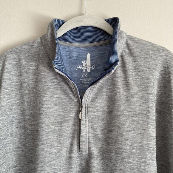 Johnnie-O Mens 2XL Gray Quarter Zip Pullover Heather Knit Casual Soft Basic - Picture 2 of 10
